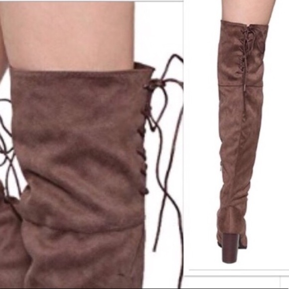 LAST 1❤️STYLISH BROWN SUEDE OVER THE KNEE BOOTS - Picture 5 of 5